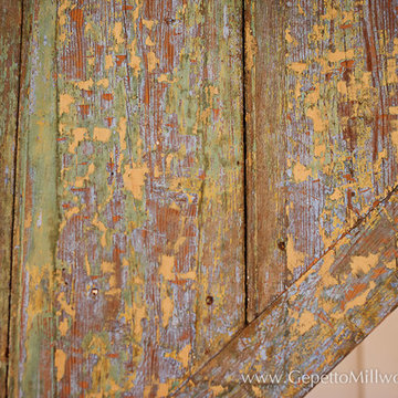 Farmhouse Kitchen, Dining Table & recaimed barnwood paneling