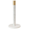 Modern Marble Paper Towel Holder with Brass Accent Band, White