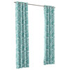Dappled Turquoise Floral Grommet Outdoor Curtain, Single Panel
