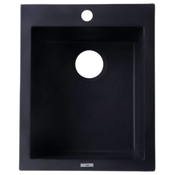 ALFI AB1720DI-BLA Black 17" Drop-In Rectangular Granite Composite Prep Sink