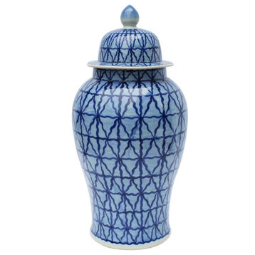 Temple Jar Vase Chess Grids Lamp Colors May Vary White Blue Variable
