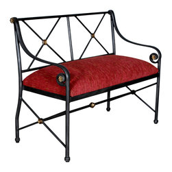 GILANI - Etruscan Two Seater Bench with Back - Upholstered Benches