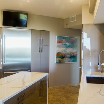 Contemporary Kitchen with High Gloss PET Cabinetry