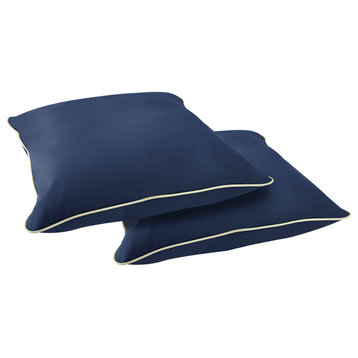 Sunbrella Outdoor Corded Floor Pillow Set of 2, Canvas Navy/Natural