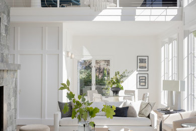 Transitional living room photo in Boston