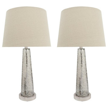 40170-12, 30" Glass Table Lamp, Satin Nickel, Set of 2