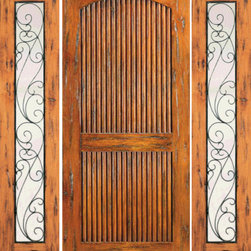 Prehung Door With Two Sidelites, Exterior, Knotty Alder, 2 Panel - Front Doors
