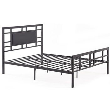 Hodedah Complete Metal Full Size Bed in Black