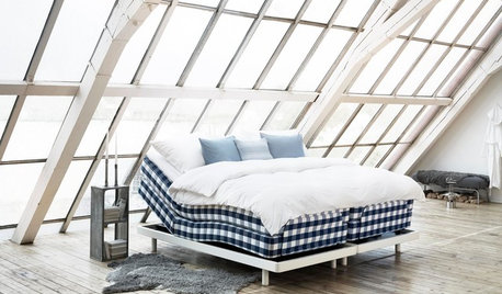 Designikoner: Den blå- og hvidternede madras har 164 på bagen