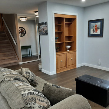 Living room, gutters and downspouts