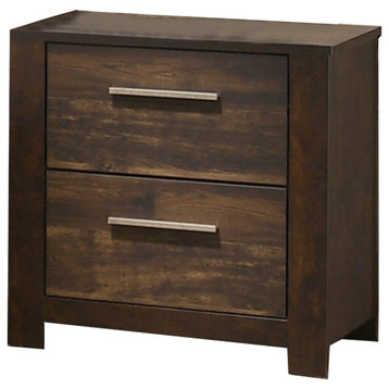 2-Drawer Wood Nightstand, Brown
