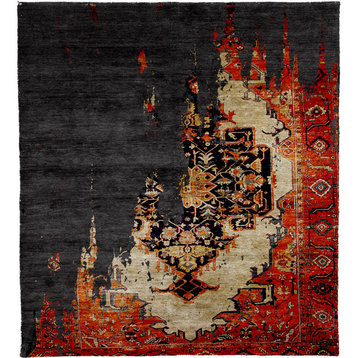 Renaissance C Silk Hand Knotted Tibetan Rug, 5'x8'