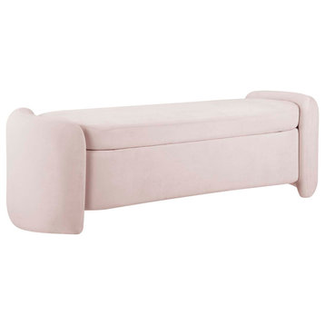 Nebula Upholstered Velvet Bench, Pink