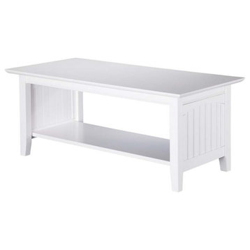 Leo & Lacey Transitional Solid Wood Coffee Table with Sturdy Leg in White