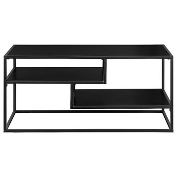 Floating Wood Shelf TV Stand for TVs up to 43 Inches - 40 Inch - Solid Black