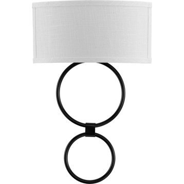 LED Shaded Sconce Collection Black 1-Light Circle LED Wall Sconce