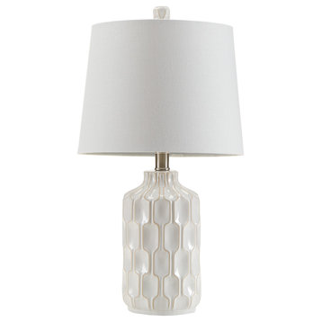 INK+IVY Contour Ceramic Table Lamp Ivory
