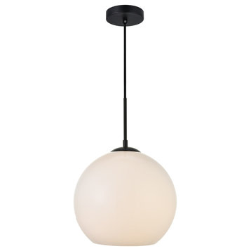 Baxter 1 Light Pendant in Black And Frosted White