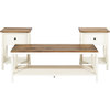 3-Piece Distressed Solid Wood Coffee Table Set in Rustic Oak/White Wash