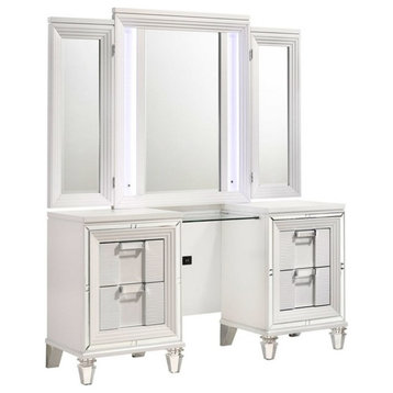 Picket House Furnishings Charlotte Vanity Set with USB in White