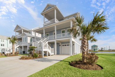 Example of a beach style exterior home design in Houston