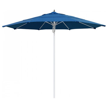 11' Patio Umbrella Silver Pole Fiberglass Rib Pulley Lift Sunbrella, Regatta