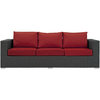 Modern Urban Living Outdoor Lounge Sofa, Sunbrella Rattan Wicker, Red