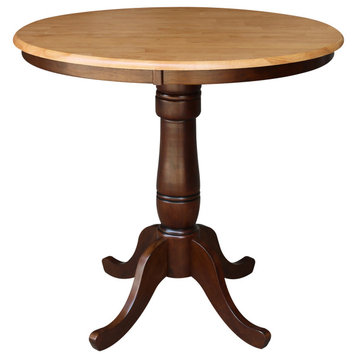 Round Top Pedestal Table, Cinnamon/Espresso, 36"ch Round