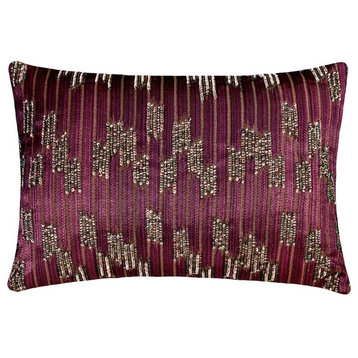 Purple Jacquard Embroidery Sequins 12"x14" Throw Pillow Cover - Cynosure