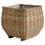 Napa Home & Garden - Sylvie Square Taper Basket Large - The clear plastic liners make the Sylvie Square Taper Basket perfect for the garden. The popular, whitewashed color makes them perfect for your casual elegant lifestyle.