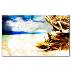 Ready2HangArt - "Tropical Pineapple" Canvas Wall Art - This abstract beach scene expresses the relationship between the sky, water, and land. It is fully finished, arriving ready to hang on the wall of your choice.