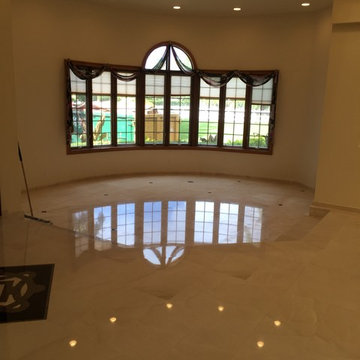 Limestone floor beautifully polished