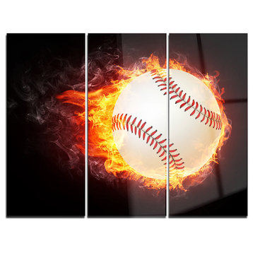"Baseball Ball" Digital Metal Wall Art, 3 Panels, 36"x28"