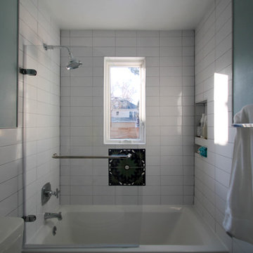 East Denver Minimalist White Bathroom & Kitchen Renovation
