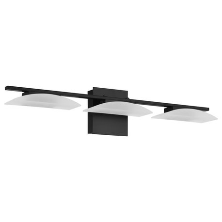3-Light, 6.7W LED Vanity Light, Matte Black/Satin Plastic Shade