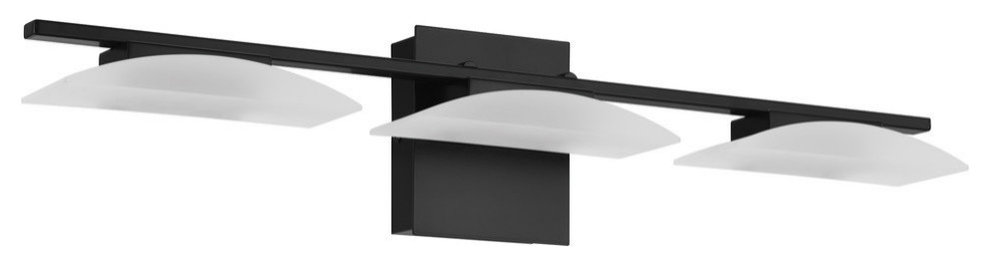 3-Light, 6.7W LED Vanity Light, Matte Black/Satin Plastic Shade