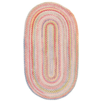 Capel Baby's Breath Pink 0450_510 Braided Rugs - 7' X 9' Oval