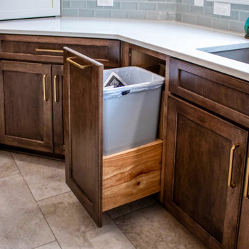 Two Tone Kitchen with Wood & Irish Creme Painted Cabinets w/ Quartz Countertop