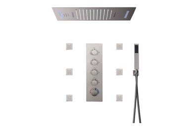 Fontana Manche Brushed Nickel LED Rain Shower Set