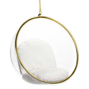 Bubble Clear Hanging Chair, Gold, 34x41"