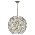 Crystorama - Crystorama 529-SA Palla - Six Light Chandelier - Inspired by nature, the translucent white capiz shells and hand cut crystals will brighten any room. Each wrought iron frame is hand painted in antique silver and fitted with capiz shells and faceted hand cut jewels. The decorative elements are hand pinned inside the overlapping metal circles to give depth and dimension. This striking design creates an abundance of light in your bedroom, kitchen, dining room or bathroom. The Palla collection exemplifies nature's beauty.Palla Six Light Chandelier Natural White Capiz Shell Crystal *UL Approved: YES *Energy Star Qualified: n/a *ADA Certified: n/a *Number of Lights: Lamp: 6-*Wattage:60w A19 Medium Base bulb(s) *Bulb Included:No *Bulb Type:A19 Medium Base *Finish Type:Antique Sliver
