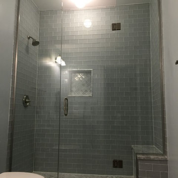 Custom bathroom glass, frameless shower enclosure