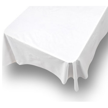 52'' x 90,'' Vinyl Tablecloth with Polyester Flannel Backing in White