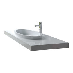 ADM Bathroom Design - ADM Oval Wall Mounted Sink, White, 39" - Bathroom Sinks