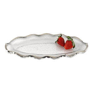 Silver Edge Handcrafted Mouth Blown 13 Platter Or Charger Traditional Serving Dishes And Platters By Badash Crystal