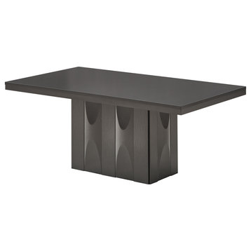 Voight Modern 71" Rectangular Pedestal Dining Table, Gray Wood