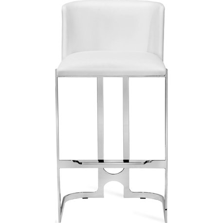 Banks Bar Stool Polished Nickel, Alpine White