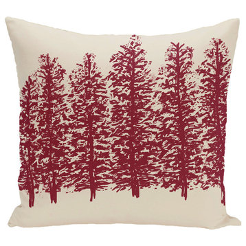 Through The Woods Flower Print Pillow, Cranberry, 26"x26"