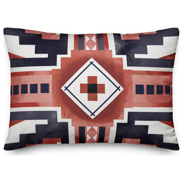 Navy and Rust Southwest Pattern 14x20 Spun Poly Pillow