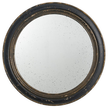 Benzara BM286156 24" Wall Mount Mirror Molded Trim Wood Frame, Distressed Brown